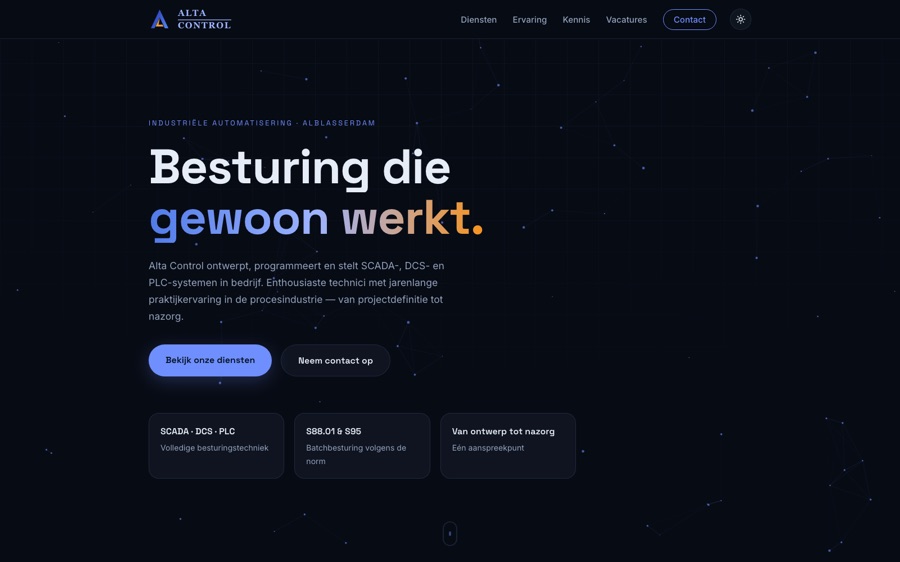 Startpagina van Alta Control